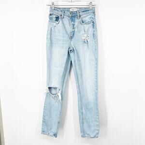 Abercrombie & Fitch The Mom Jeans High Rise Light Wash Distressed